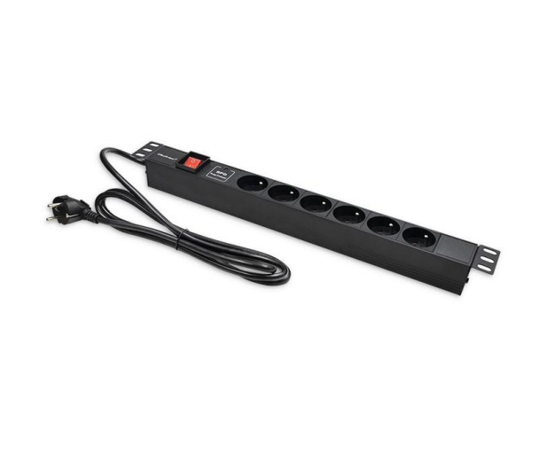 Qoltec Aluminiowa Listwa zasilająca RACK PDU 19'' 1U 16A 6xFR - 1257491 - zdjęcie